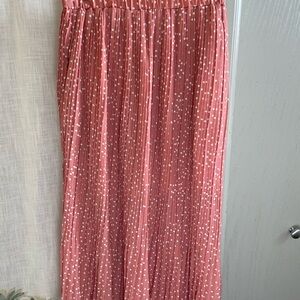 Elegant Pink Polka Dot Midi Skirt